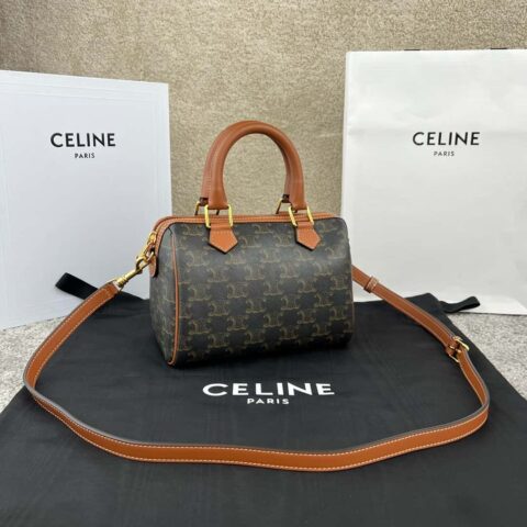 CELINE 小号标志印花牛皮革波士顿包 113772老花色
