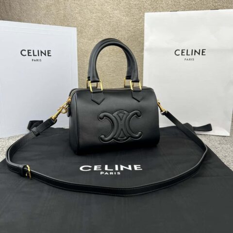 CELINE 小号光滑牛皮革波士顿包 113773黑色