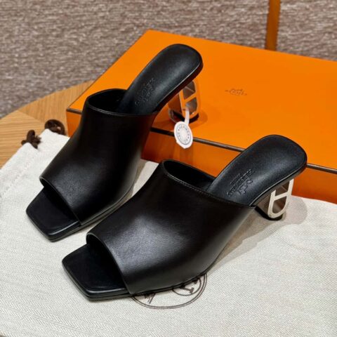 Hermès 122 lconique 60凉鞋 黑色/ck89/noir 小牛皮/Nappa
