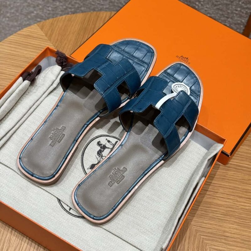 Hermès 181 Oran 凉拖 希腊蓝/7Q/Mykonos 鳄鱼/alligator🐊