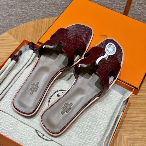 Hermès 181 Oran 凉拖 马鞍红/OG/Rouge Sellier 蜥蜴🦎/Lizard