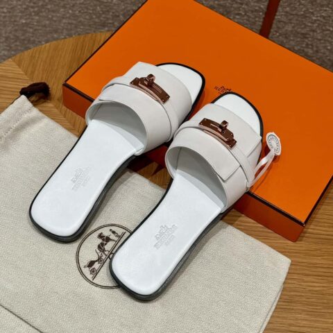Hermès 183kelly拖凉鞋 Gigi50 白色/01Blanc 小牛皮 /calfskin