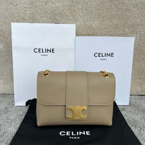 CELINE VICTOIRE 中号柔软牛皮革手袋 115853杏色