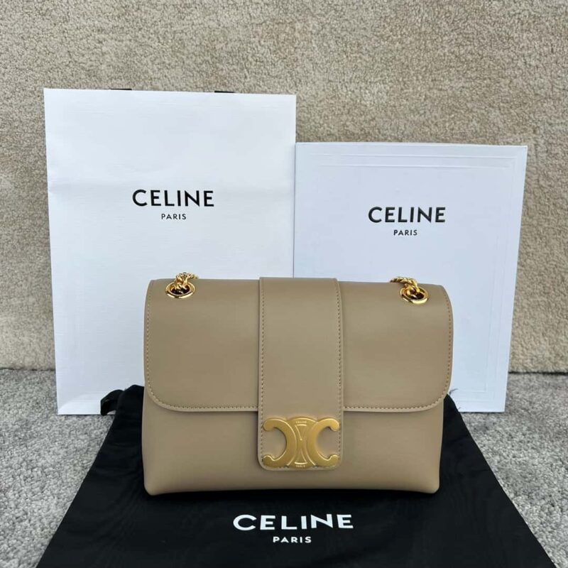 CELINE VICTOIRE 中号柔软牛皮革手袋 115853杏色