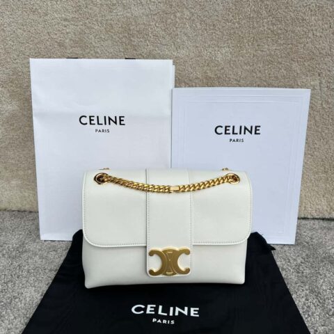 CELINE VICTOIRE 中号柔软牛皮革手袋 115853白色