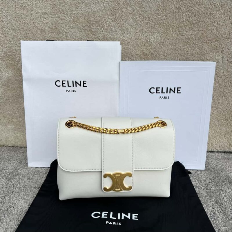 CELINE VICTOIRE 中号柔软牛皮革手袋 115853白色