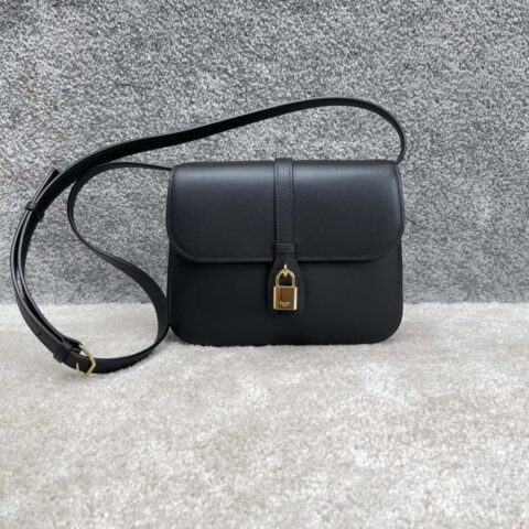 CELINE TABOU中号光滑牛皮革手袋 196584黑色
