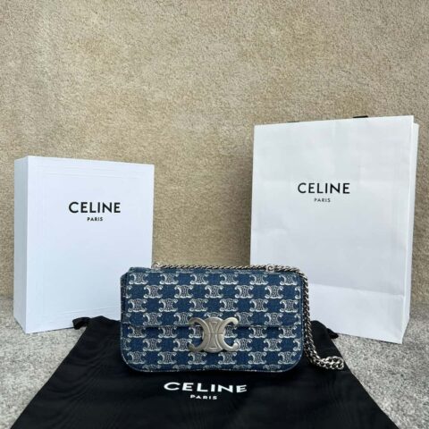 CELINE TRIOMPHE牛仔布链条肩背包 115202牛仔布