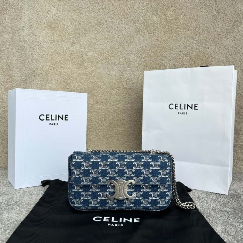 CELINE TRIOMPHE牛仔布链条肩背包 115202牛仔布