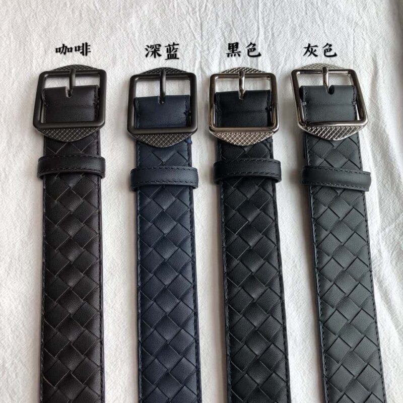 BOTTEGA VENETA葆碟家 编织牛皮结合复古针式扣头腰带 3.5CM