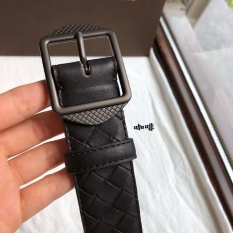 BOTTEGA VENETA葆碟家 编织牛皮结合复古针式扣头腰带 3.5CM