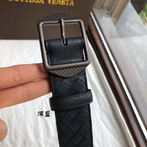 BOTTEGA VENETA葆碟家 编织牛皮结合复古针式扣头腰带 3.5CM