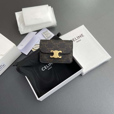 celine TRIOMPHE标志印花翻蓋卡包 10I582CPJ.04LU