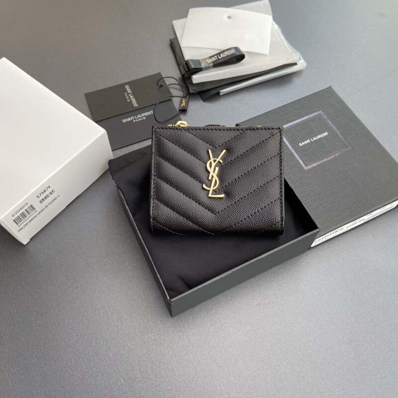 SAINT LAURENT圣罗兰YSL MATELASSE粒面压印皮革拉链双折钱包 575879