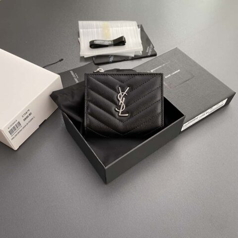 SAINT LAURENT圣罗兰YSL MATELASSE粒面压印皮革拉链双折钱包 575879