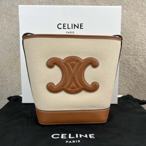 celine CUIR TRIOMPHE 小号织物牛皮革水桶包 198242