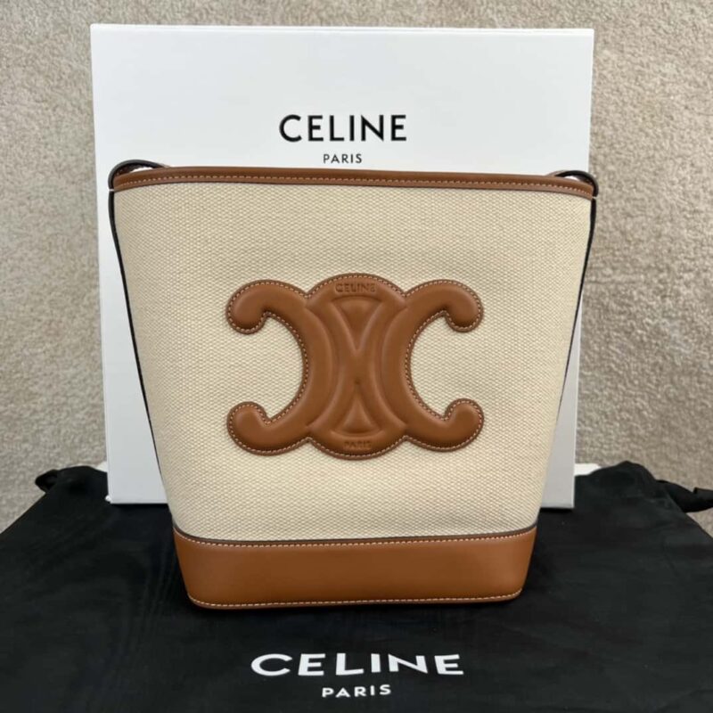 celine CUIR TRIOMPHE 小号织物牛皮革水桶包 198242