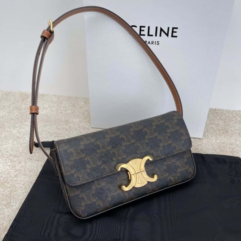celine CUIR TRIOMPHE标志印花牛皮革肩背包 194142