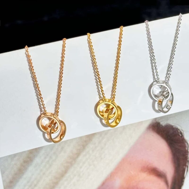 ❗新品❗ ☀卡地亚Cartier LOVE系列 光面双环项链 ☀