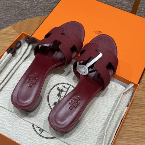 Hermès 185 Oasis 高跟凉拖 牛皮掌纹/Epsom 爱马仕红/55/Rouge H