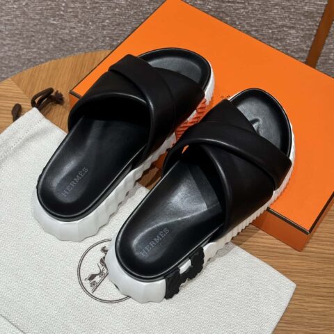 Hermès 086/Infra/运动拖鞋 小羊皮/lambskin 黑色/89/Blanck