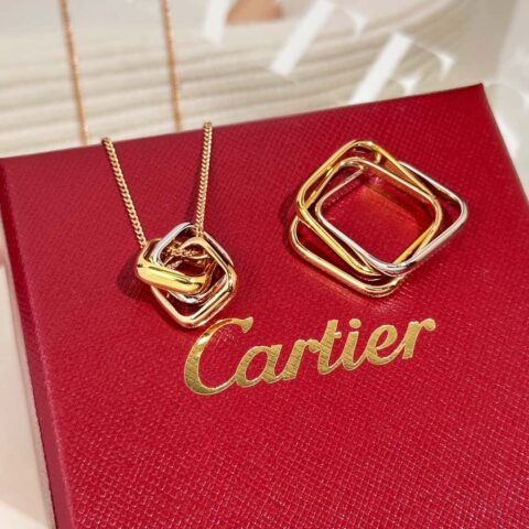 ❗新品❗新版☀原单高版本  ☀卡地亚Cartier TRINITY枕形三色环项链 戒指 ☀
