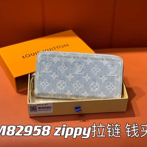 【原单精品】M82958浅蓝色牛仔 单拉链钱包系列 zippy拉链 钱夹 （丹宁牛仔）