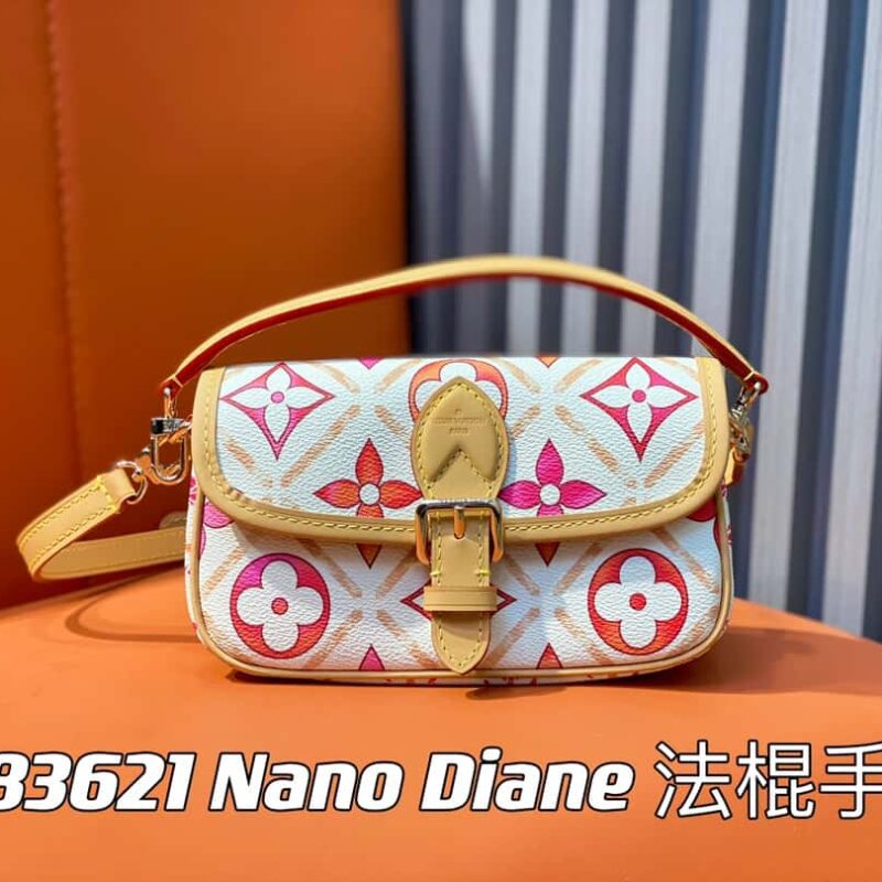 【原单精品】M83621玫红色印花 迷你法棍包 Nano Diane 法棍手袋 玫红(2024 夏天)By the Pool 夏日系列