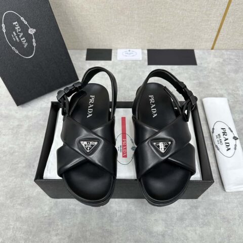 💋💍P家新品 Prad* 普拉-达 新款男士柔软羊皮凉鞋拖鞋