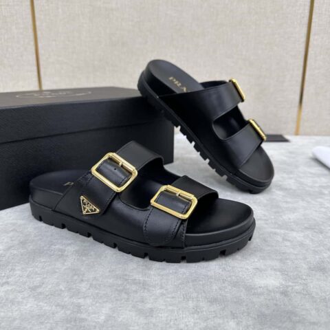 💋💍P家新品 Prad* 普拉-达 新款男士皮革凉拖