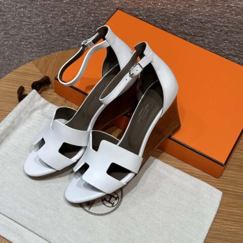 HERMES 021 Legend 高跟凉鞋 小牛皮/calfskin 白色/01/Blanc