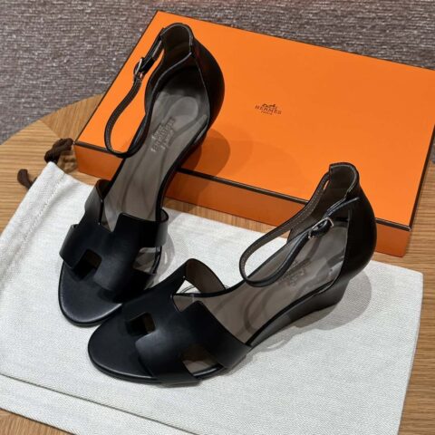 HERMES 021 Legend 高跟凉鞋 小牛皮/calfskin 黑色/89/Black