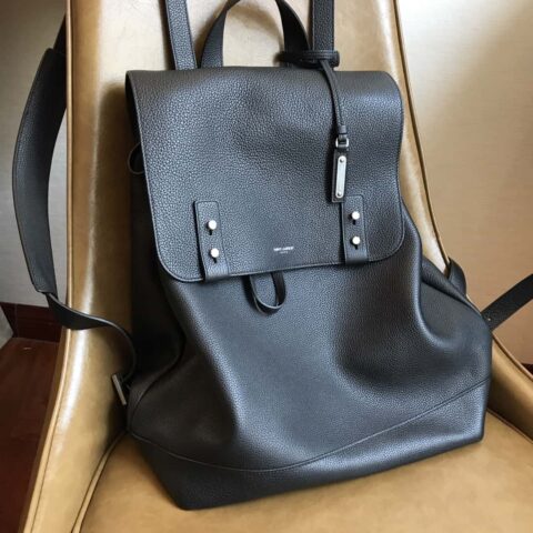 YSL黑色粒纹真皮SAC DE JOUR SOUPLE背包 480585