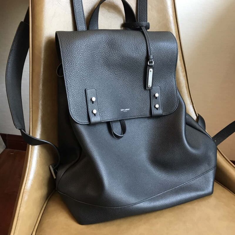 YSL黑色粒纹真皮SAC DE JOUR SOUPLE背包 480585
