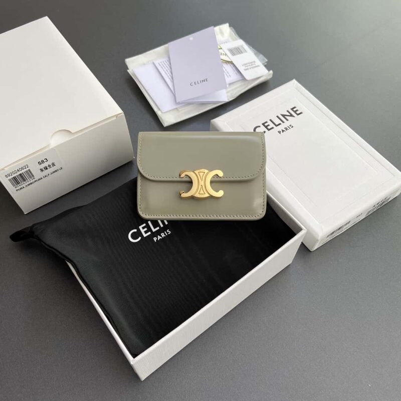 CELINE TRIOMPHE亮泽牛皮革翻蓋卡包 10I 582 CPJ.04LU