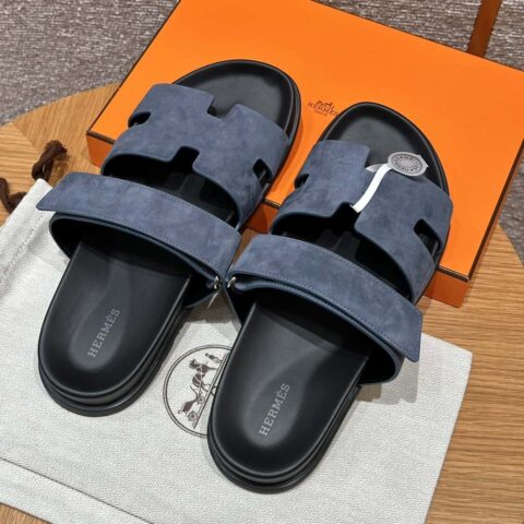HERMES 225 CHYPRE SANDAL 老舅鞋 麂皮/Chamois leather 天空蓝/Bleu celeste