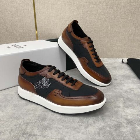 Berlut* 布鲁提春夏新品 轻盈Track反毛皮革与尼龙运动鞋