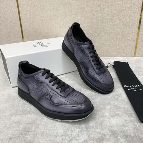 Berlut* 布鲁提春夏新品 轻盈Track皮革冲孔运动鞋