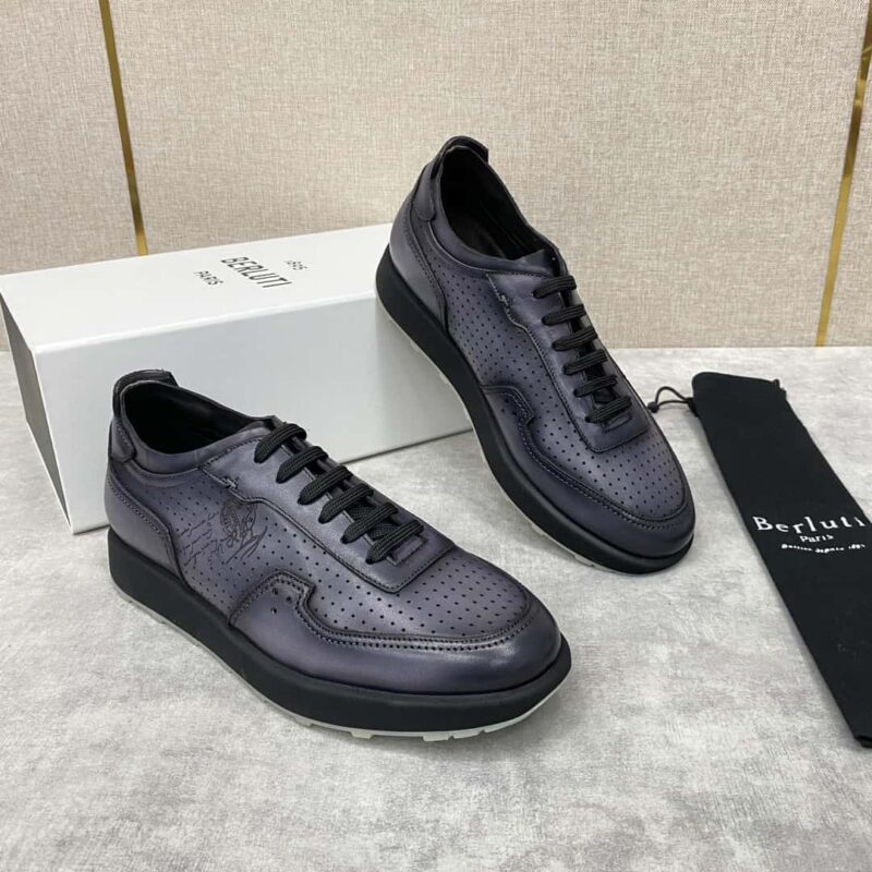 Berlut* 布鲁提春夏新品 轻盈Track皮革冲孔运动鞋