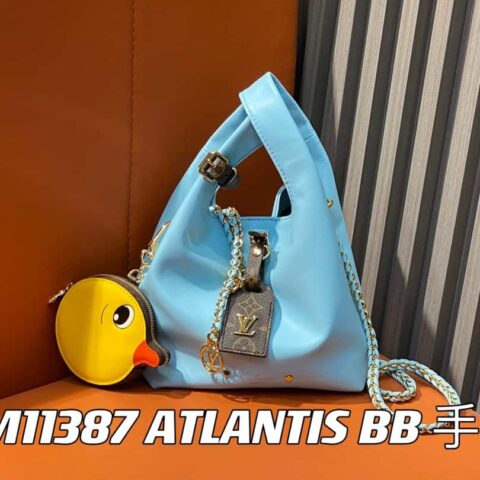 【原单精品】M11387蓝色全皮（配小黄鸭）变码芯片版 小号购物袋系列 ATLANTIS BB 手袋