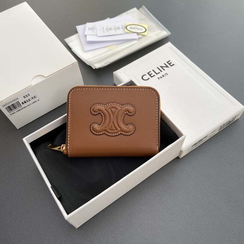 CELINE TRIOMPHE光滑羊皮短款拉鏈包 10K 533 DR8.04LU