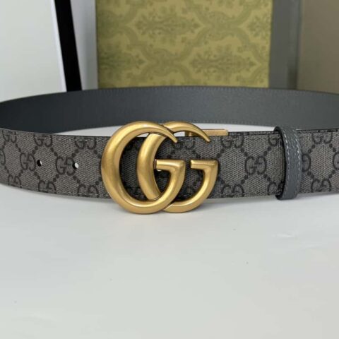 GUCCI双G复古旋转扣搭配双面皮带 3.7cm