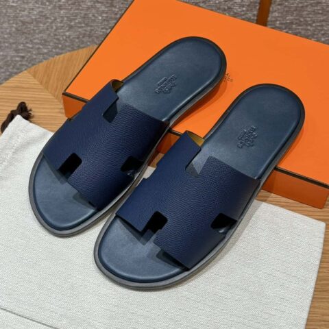 HERMES 182男士拖鞋 Men’s slippers 掌纹小牛皮/Epsom/Calfskin 军蓝色/Army blve