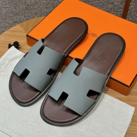 HERMES 182男士拖鞋 Men’s slippers 掌纹小牛皮/Epsom/Calfskin 冰川灰/Glacier ash