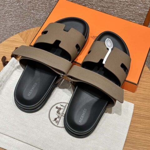 HERMES 180 CHYPRE SANDAL 老舅鞋 掌纹/Epsom 大象灰/18/Etoupe
