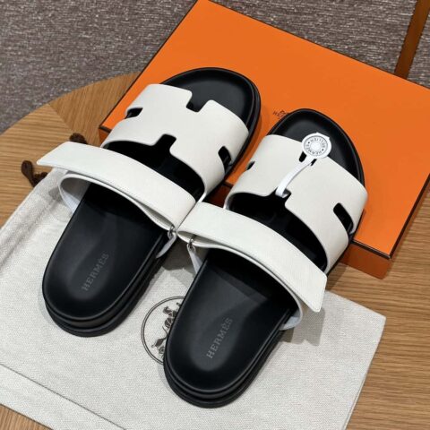 HERMES 180 CHYPRE SANDAL 老舅鞋 掌纹/Epsom 纯白色/Blanc