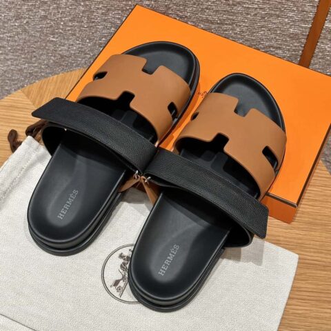 HERMES 180 CHYPRE SANDAL 老舅鞋 小羊皮/Natural lambskin lininh/掌纹/Epsom 天然色/Naturel/黑色/89/Black