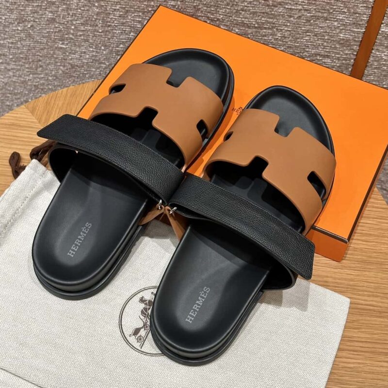 HERMES 180 CHYPRE SANDAL 老舅鞋 小羊皮/Natural lambskin lininh/掌纹/Epsom 天然色/Naturel/黑色/89/Black