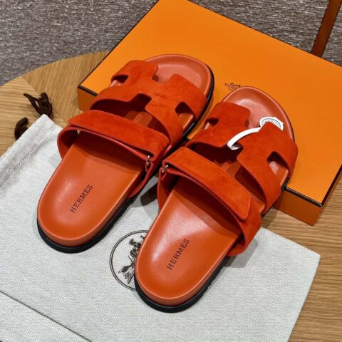 HERMES 225 CHYPRE SANDAL 老舅鞋 麂皮/Chamois leather 橙色/93/Orange