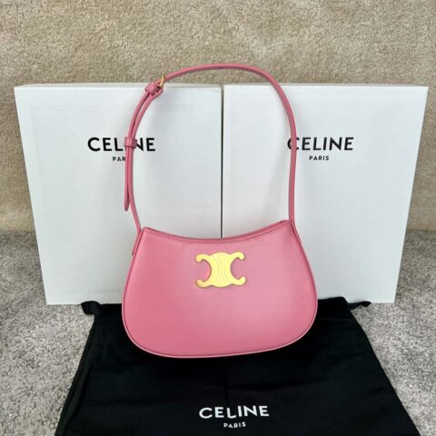 CELINE TILI中号亮泽牛皮革手袋 115703玫瑰色